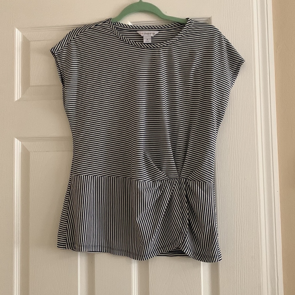 Blue and white striped blouse